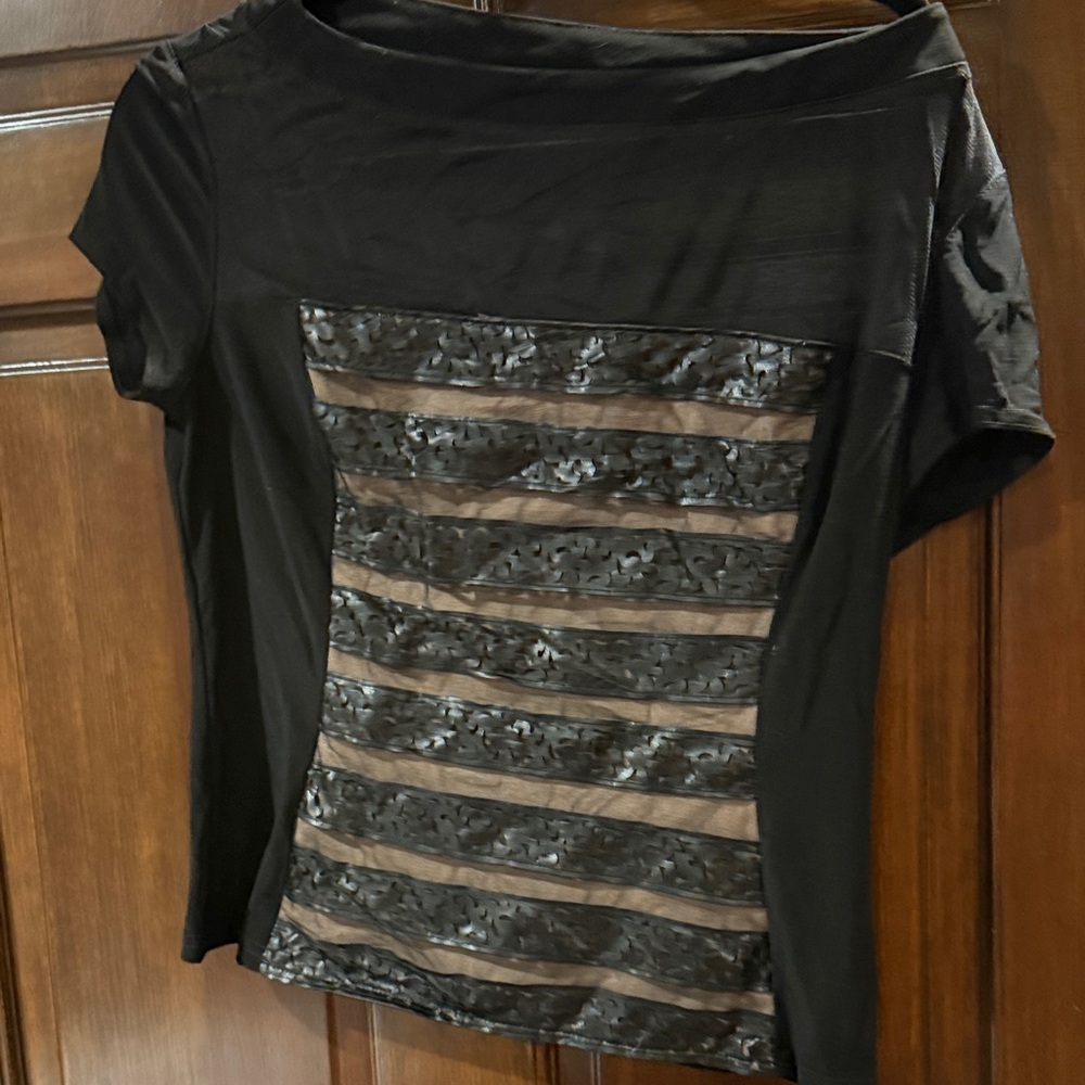 Elegant Black and Brown Women's Top